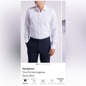 NWT Nordstrom Trim Fit Herringbone Dresss Shirt